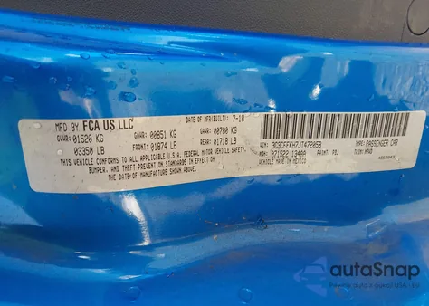 2018 Fiat 500 Pop z USA, uszkodzony, nr VIN 3C3CFFKH7JT472058